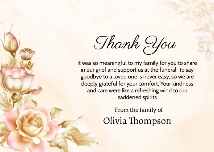 Funeral Thank You Card Template | PosterMyWall