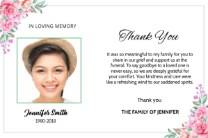 Funeral Thank You Card Etiket template