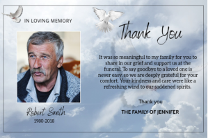 Grigio Funeral Thank You Card Etiqueta Template