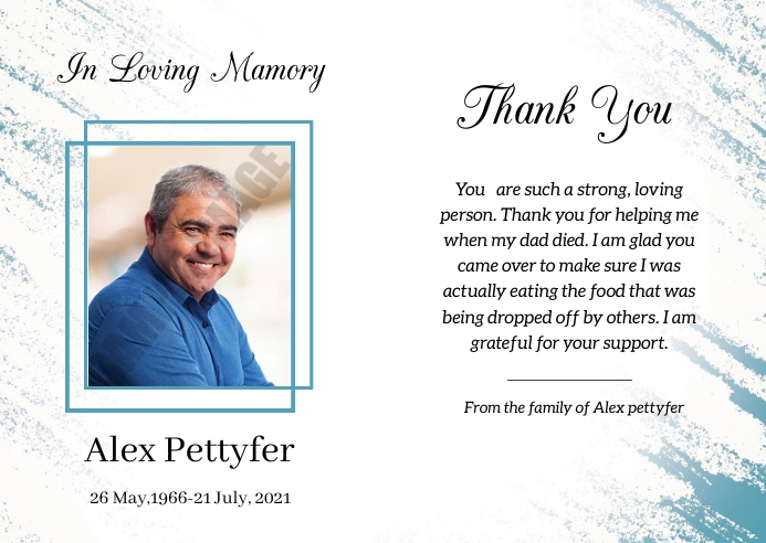 Funeral Thank You Card A6 template