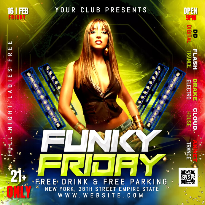Funky Friday Night Party Flyer Template PosterMyWall Funky friday night party flyer template postermywall
