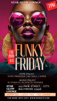 Funky Friday Party Flyer | Urban Club Event Template | Ladies Night Editable Design Instagram Story