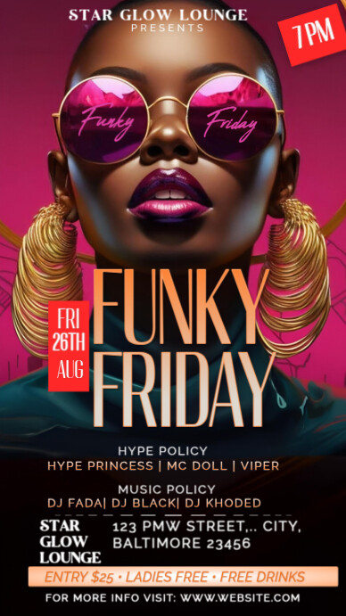 Copy of Funky Friday Party Flyer | Urban Club Event Template | Ladies ...