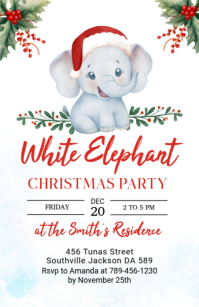 Funny Christmas Party Invitation Half Page Wide Media Página Ancho template