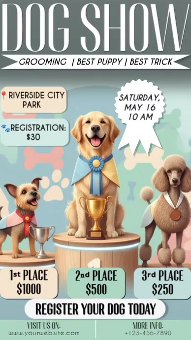 Plantilla de Funny Dog Show Competition Flyer Ad Animated | PosterMyWall