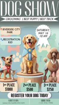Funny Dog Show Competition Flyer Ad Animated Instagram Story template
