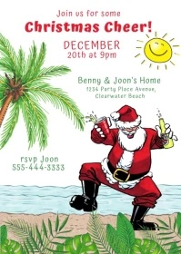 Funny Drunk Santa Christmas Party Invitation A6 template