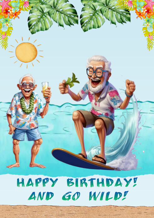 Funny Man's Birthday Greeting Card A6 template