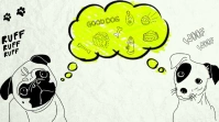 Funny Pug Dogs Wish Background Presentación (16:9) template