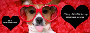 Funny Valentines Day Dog Roses Cover Ad รูปปกบน Facebook template