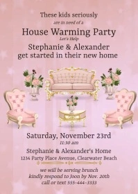 Funny Vintage House Warming Party Invitation A6 template