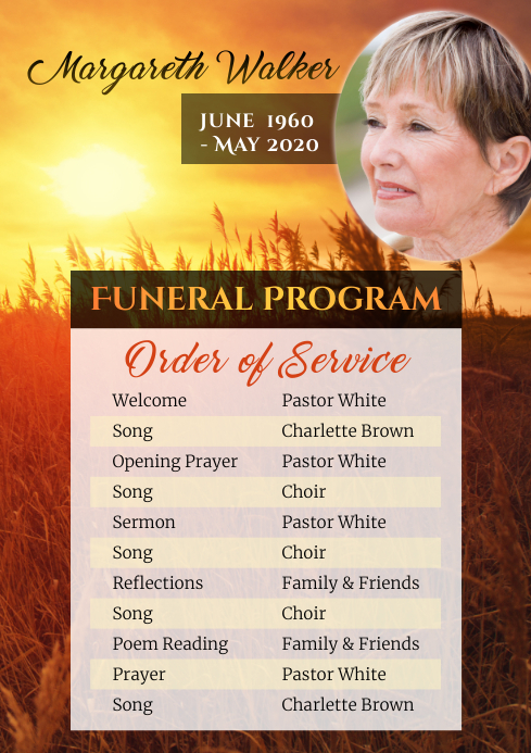 Funral Program Sheet Funral Program Template | PosterMyWall