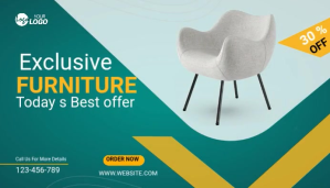 蓝绿色 Furniture Discount Blog post Blog overskrift Template