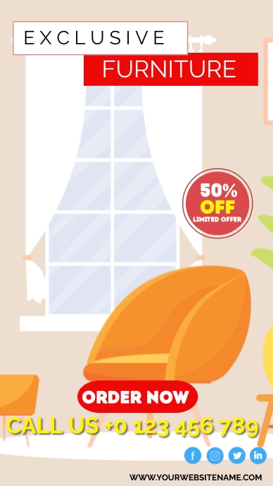 furniture for HOME sale l sofa & chair Ekran reklamowy (9:16) template