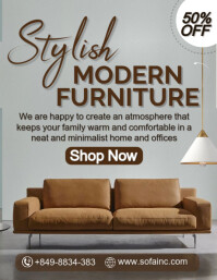 Grå Furniture Sale Flyer Template