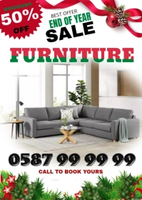 FURNITURE SALE DISCOUNT CHRISTMAS OFFER FLYER A6 template
