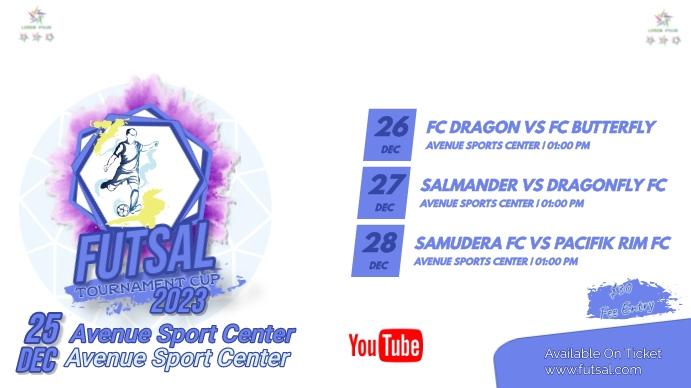 Futsal Flyer, Futsa Poster, Poster Olah Raga Digital Display (16:9) template