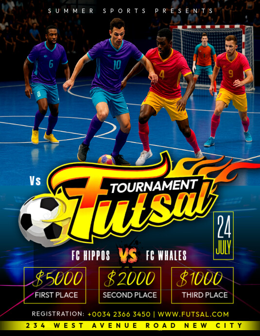 Black Futsal Tournament Flyers Template | PosterMyWall