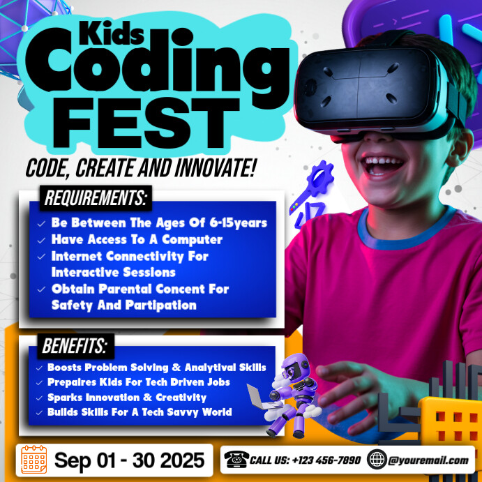 Future Ready Kids Coding Fest Instagram Post template