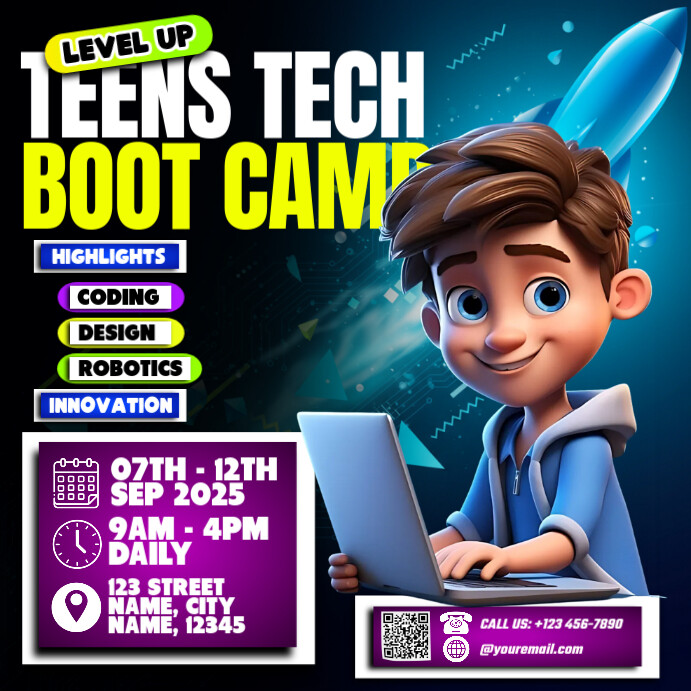 Future Tech Bootcamp For Teens Instagram Post template