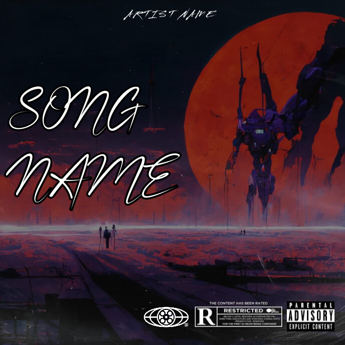 Futuristic, cyberpunk album cover template
