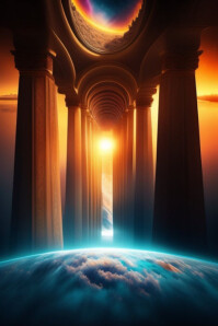 Futuristic "heavenly Gateway Fantasy Background" Poster template