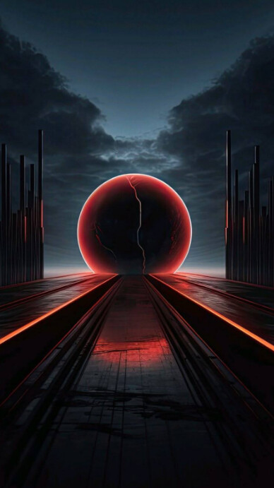 Futuristic “futuristic Red Sphere Background – Dark Sci-fi Digital Template” Digital Display (9:16)