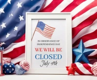 Futuristic 4th July Closure Notice Medium Rectangle template