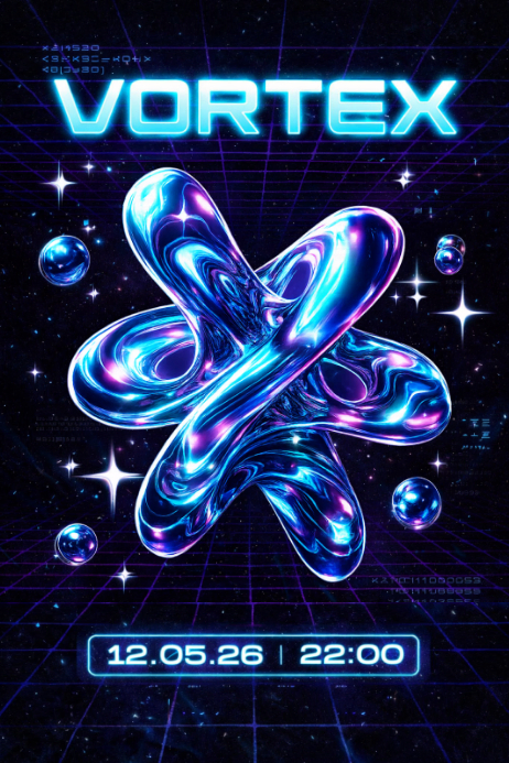 Copy of Futuristic Acid Rave Techno Poster - Cyber Liquid Chrome ...