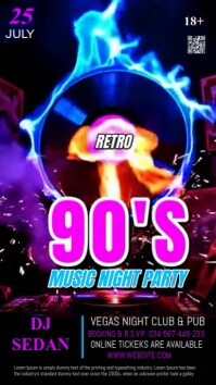 Futuristic Back To The 90s Retro Party Template Instagram Reel