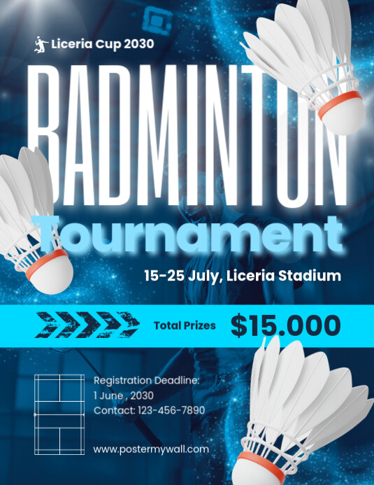 Futuristic Badminton Tournament Flyer (us Letter) Pamflet (VSA Brief) template