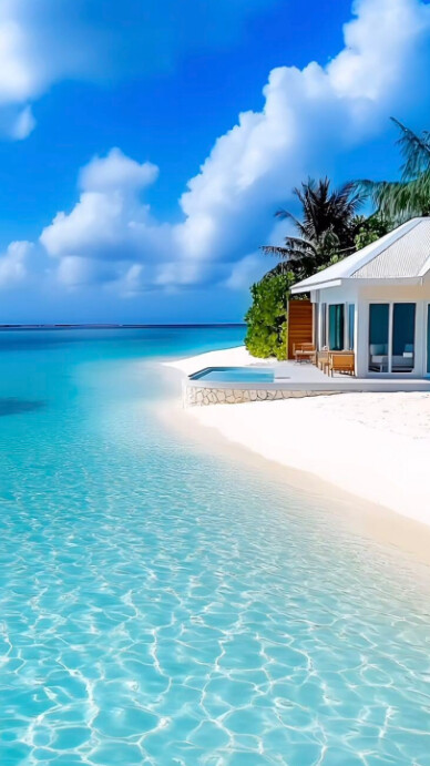 Futuristic Beach Background  Digital Display (9:16) template