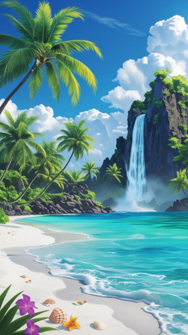Futuristic Beach  Digital Display (9:16) template