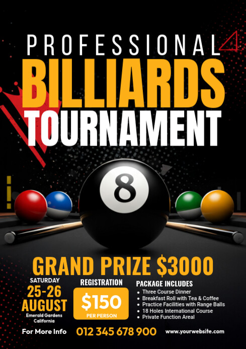 Futuristic Billards Game A4 template