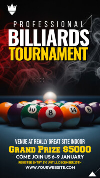 Futuristic Billiards Championship Digital Display (9:16) template