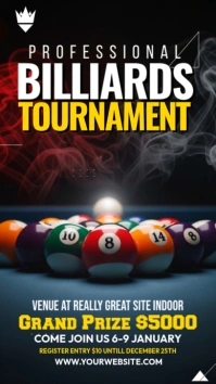 Futuristic Billiards Championship Digital Display (9:16) template
