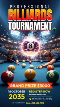 Futuristic Billiards Tournament Digital Display (9:16) template