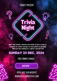 Futuristic Christmas Trivia Night A5 template