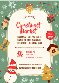 白色 Christmas Market Event A3 Template
