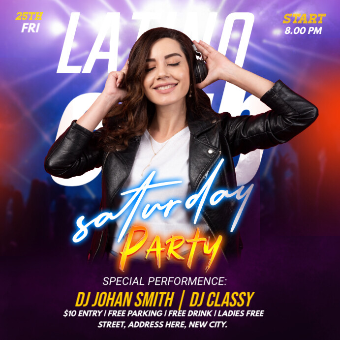 Futuristic Club Dj Party Instagram Post Template | PosterMyWall