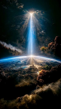 Futuristic Cosmic Light Beam Over Earth Background Digital Display (9:16) template