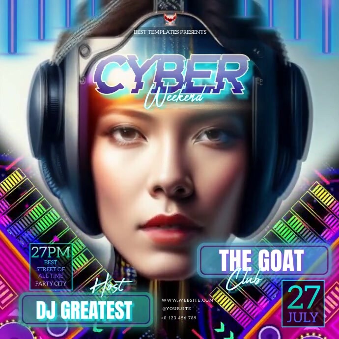 Cyber Party Copy of futuristic cyber party night template | PosterMyWall