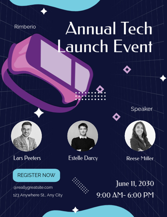 Futuristic Dark Blue Annual Tech Launch Event Flyer (Us Letter ...