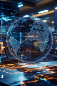 Futuristic Digital Earth Interface  Poster Iphosta template