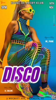 Futuristic  Energetic Flyer Design Centered Around A Disco/retro-futuristic Theme Instagram Story template