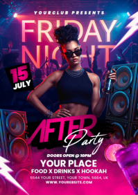 Futuristic Fridays Night Party Flyer A5 template