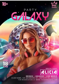 Futuristic Galaxy Ladies Night Party A4 template