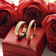 Futuristic Golden Love Rings With Roses  Instagram Post template