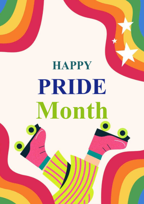 Futuristic Happy Pride Month  A4 template