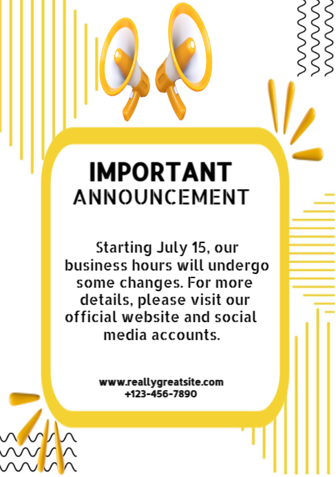 Business Hours Announcement A5 Template | PosterMyWall